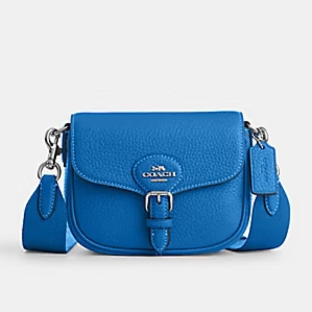 Coach Amelia 6.5" Small Saddle Bag Bright Blue CP001 Leather Limited Edition 💙